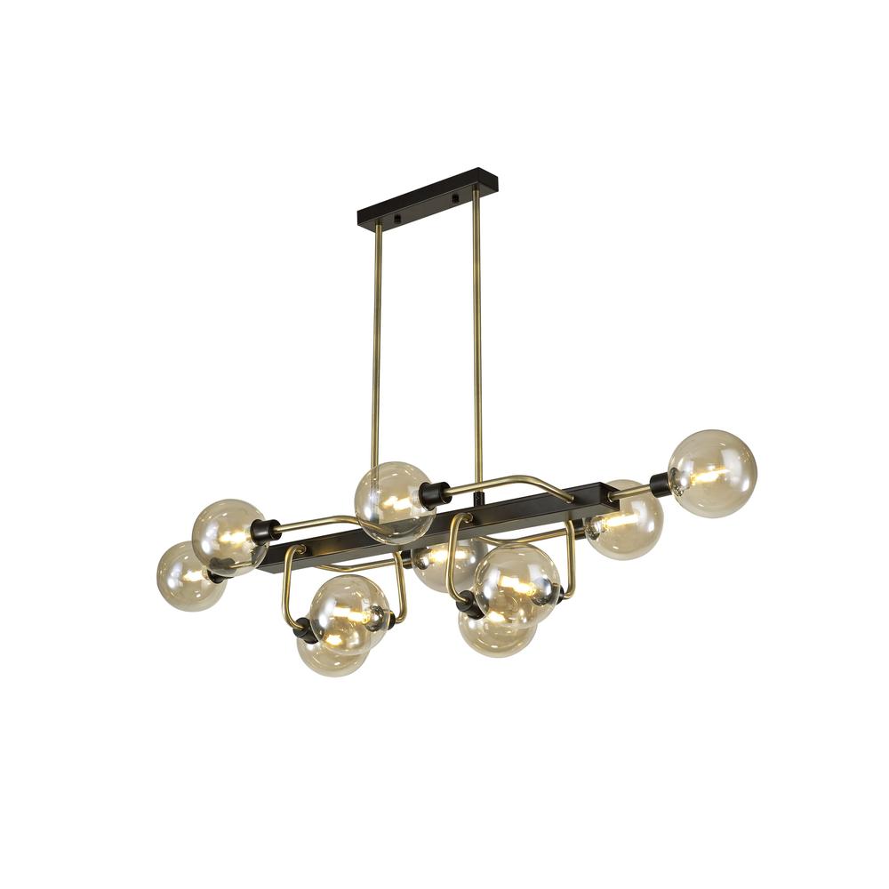 Luxuria Casablanca Fixed Pendant Ceiling 10 Light G9 Matt Black/Antique Brass/Cognac Glass