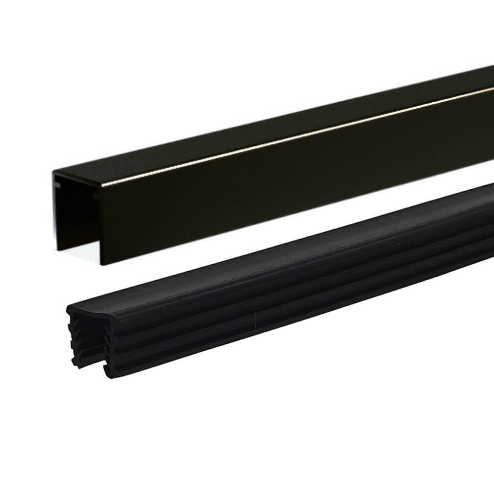 Black 506 Square Top Rail - to Suit 17.5 mm Metre Rate - Aluminium