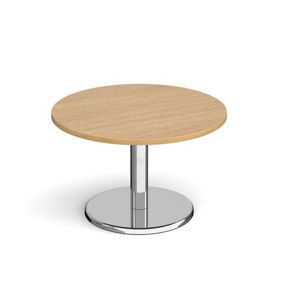 Pisa Circular Coffee Table with Chrome Base - Oak