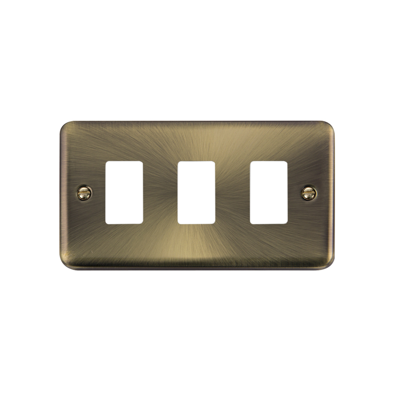 Click GridPro Deco Plus 3 Gang Frontplate Antique Brass