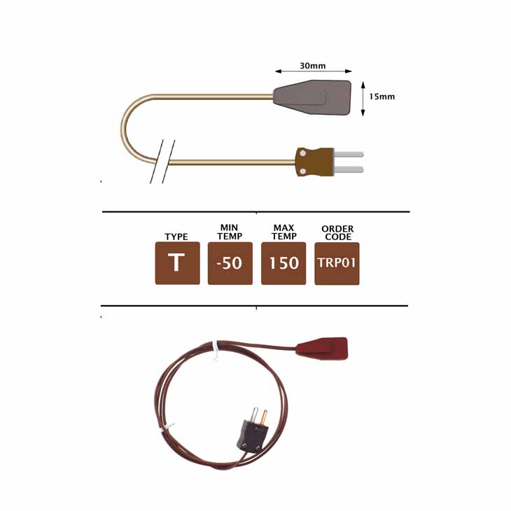 TRP01 - T Type Rubber Patch Probe 1m PTFE cable w/ mini plug