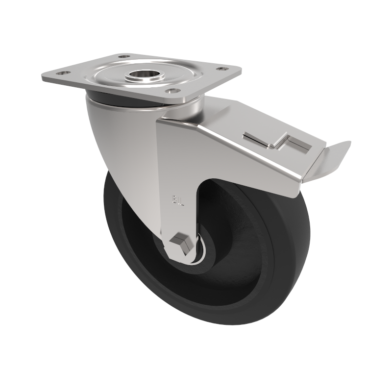 Ditherm Plate Swivel Castor Brake 100mm 220kg Load