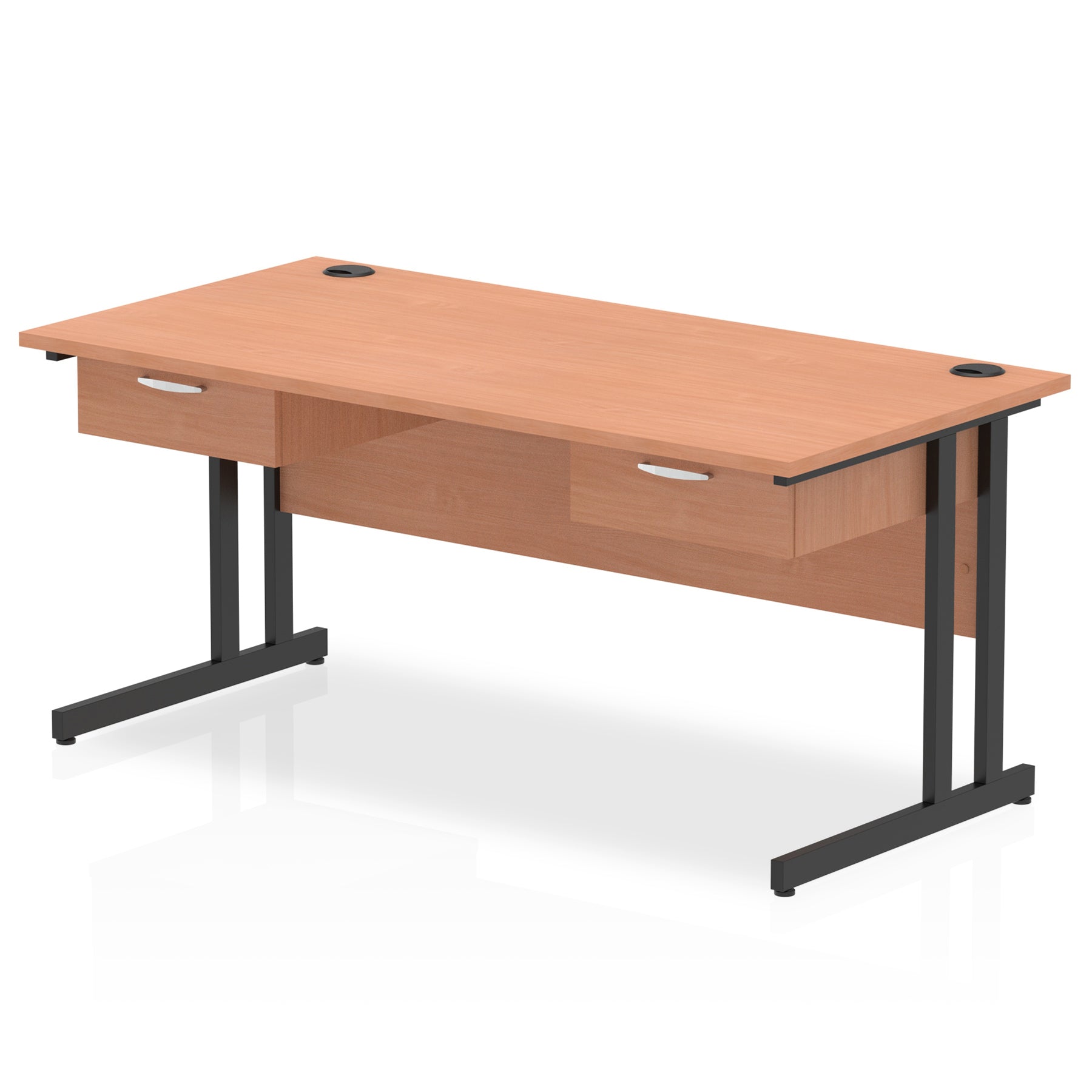 Suppliers Of Impulse Cantilever Straight Desk Black Frame With 2x One Drawer Fixed Pedestals - 1600mm or 1800mm - Multiple Colour Options UK