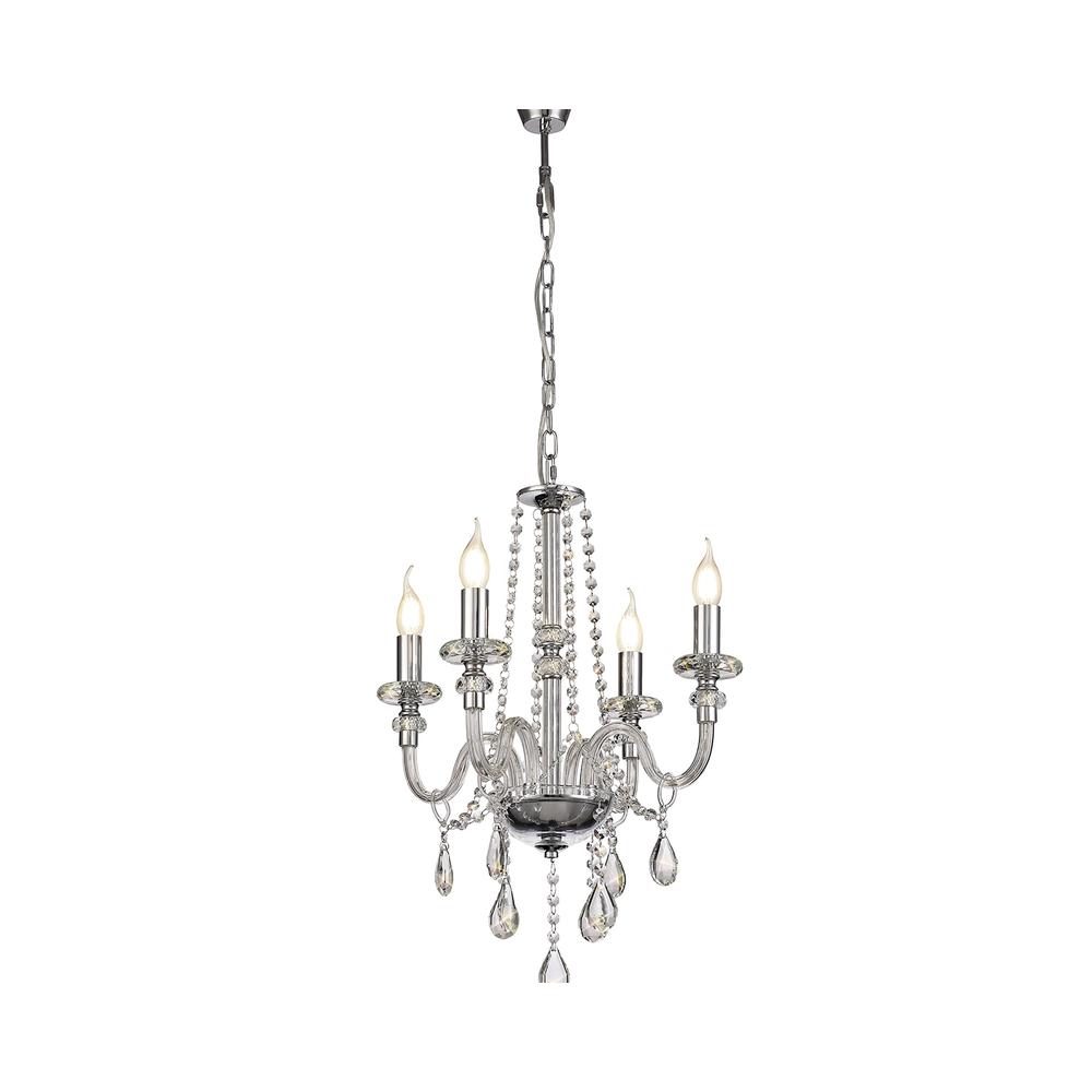 Luxuria Aldrich 46cm Chandelier Pendant 4 Light E14 Polished Chrome/Clear Glass/Crystal