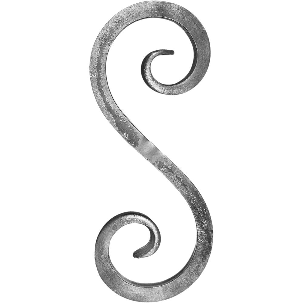 S Scroll - Height 250 x Width 100mmSmooth - 12mm Square Bar