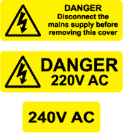 Yellow Vinyl Electrical Hazard Labels