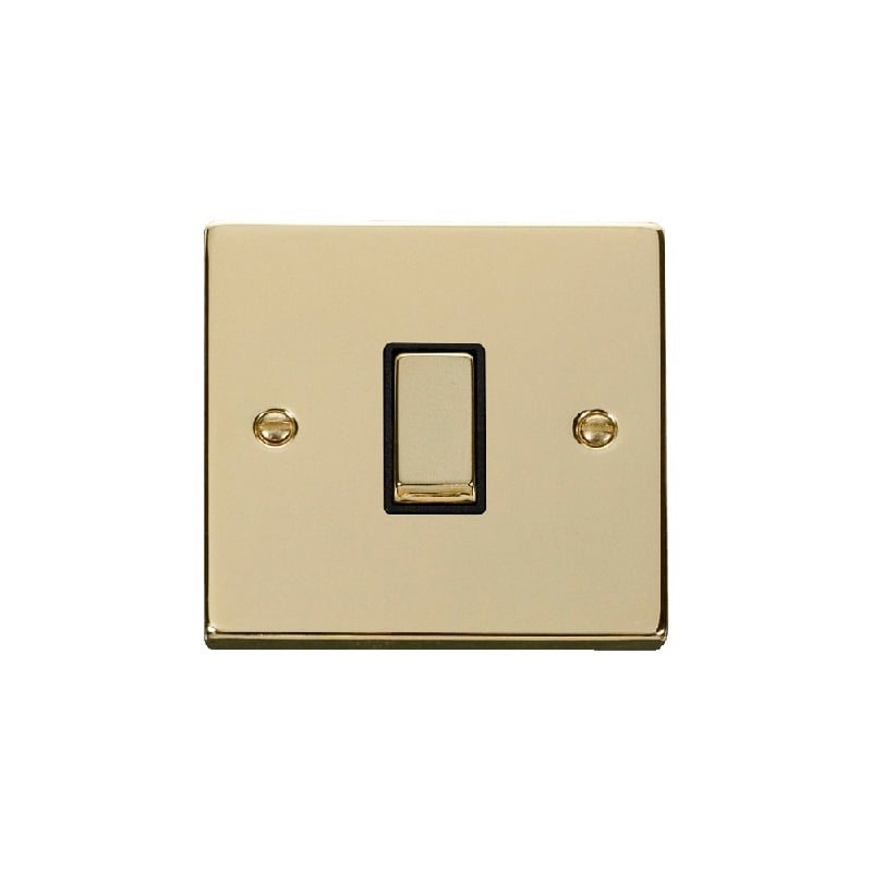 Click Deco 1 Gang 10AX Intermediate Ingot Switch Polished Brass Black Inserts