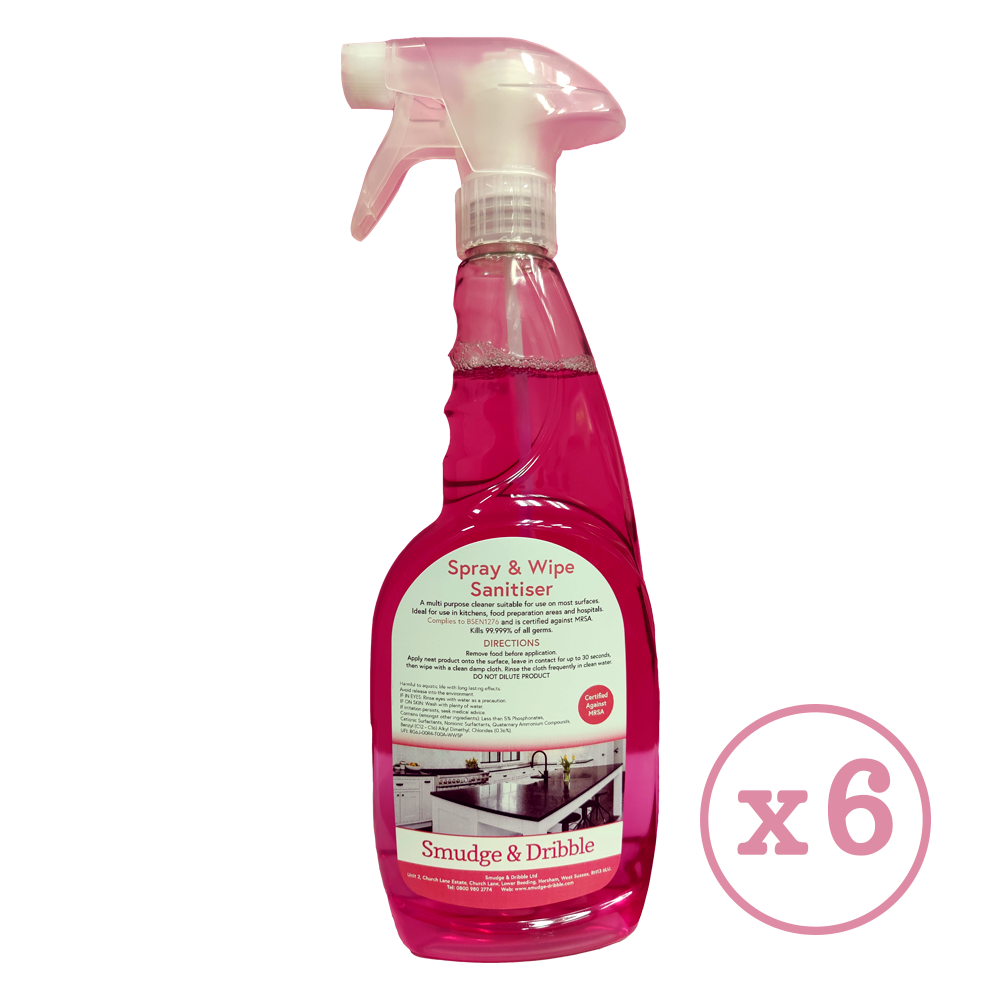 High Quality Spray and Wipe Surface Sanitiser 6x750ml For Schools
