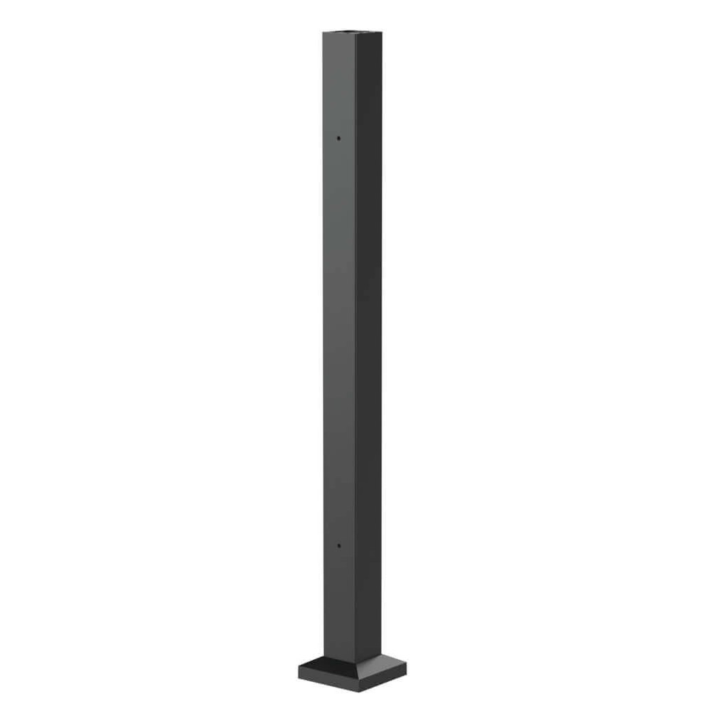 Fortitude 75mm Bolt Down Mid Post Black Sand With Base Cover Plate