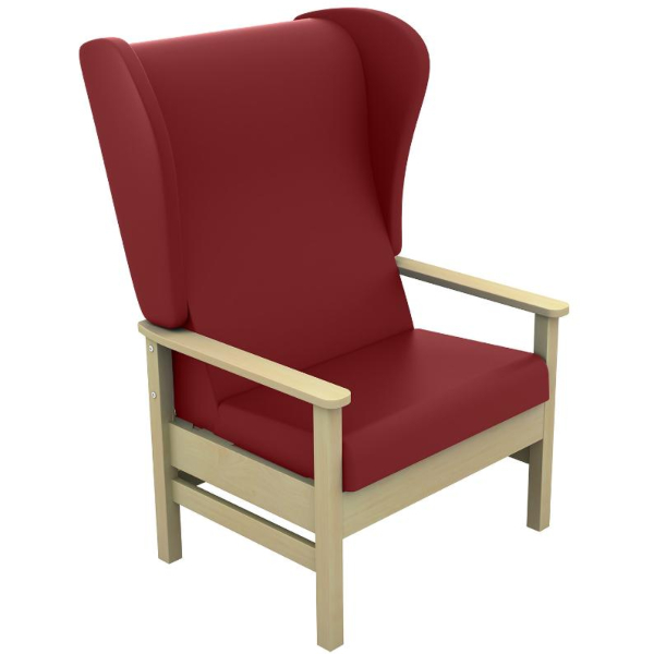 Atlas High Back Bariatric Arm Chair with Wings - Red Wine