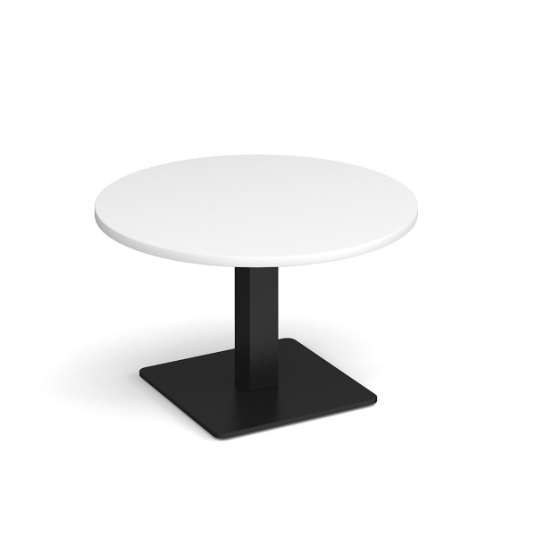 Brescia Circular Coffee Table with Black Base - White