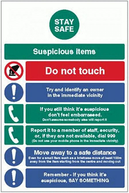 Stay safe - suspicious items info