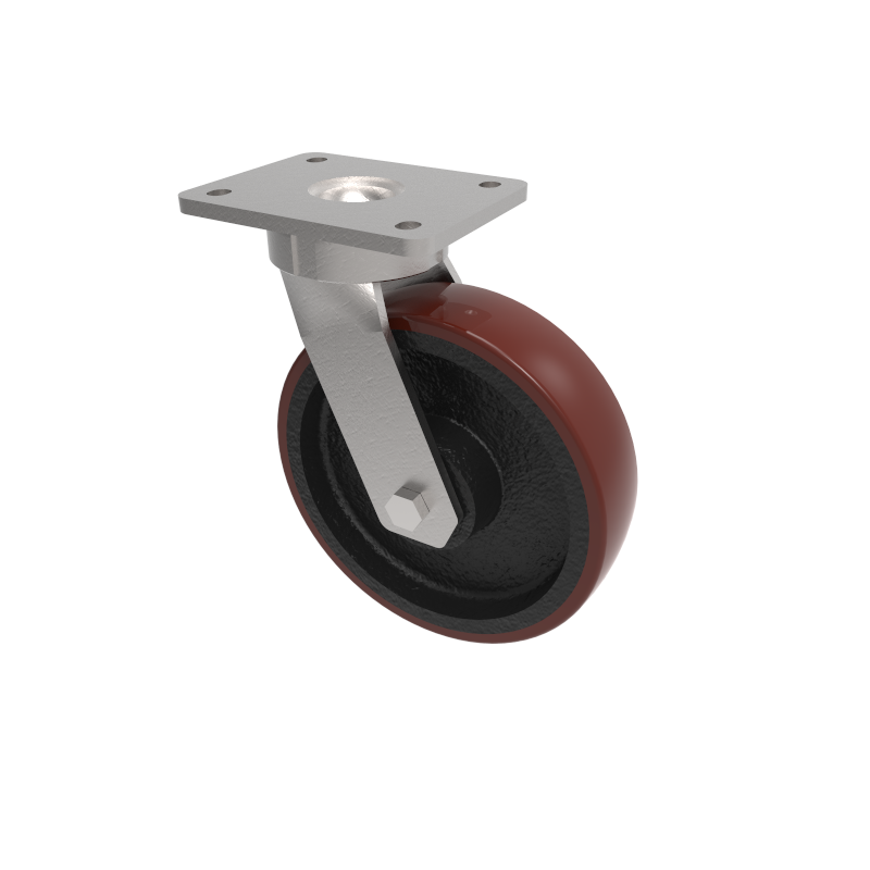 Polyurethane Cast Iron Plate Swivel Castor 200mm 900kg Load