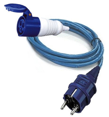 One Metre Fly Lead EU Schuko Plug to 16a Blue Commando Socket