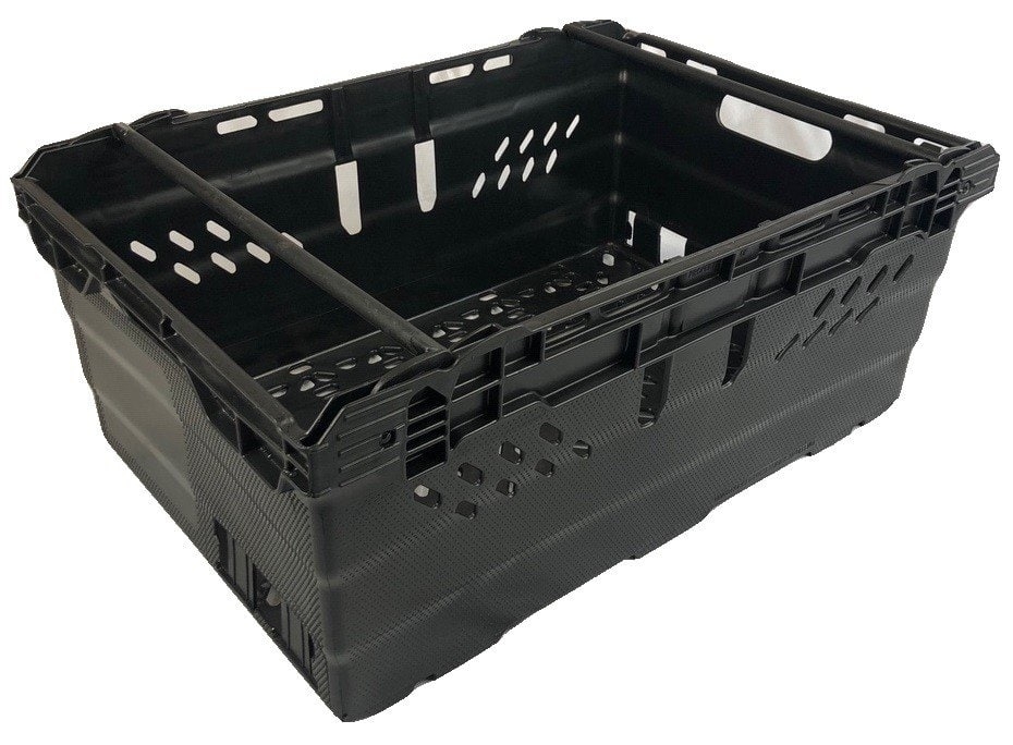 46 Litre Heavy Duty Stack/Nest Swingbar Container Recycled Black