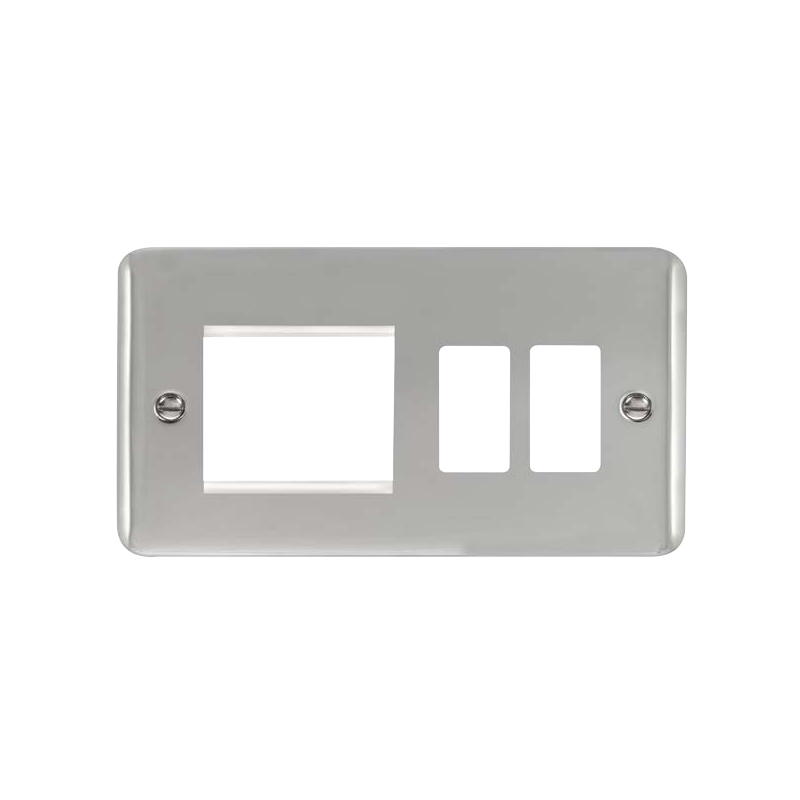 Click Deco Plus 2G GridPro Frontplate With Twin Aperture Polished Chrome