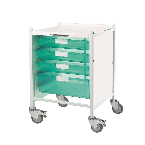 Vista 40 Trolley 3 Shallow and 1 Deep Tray - Green