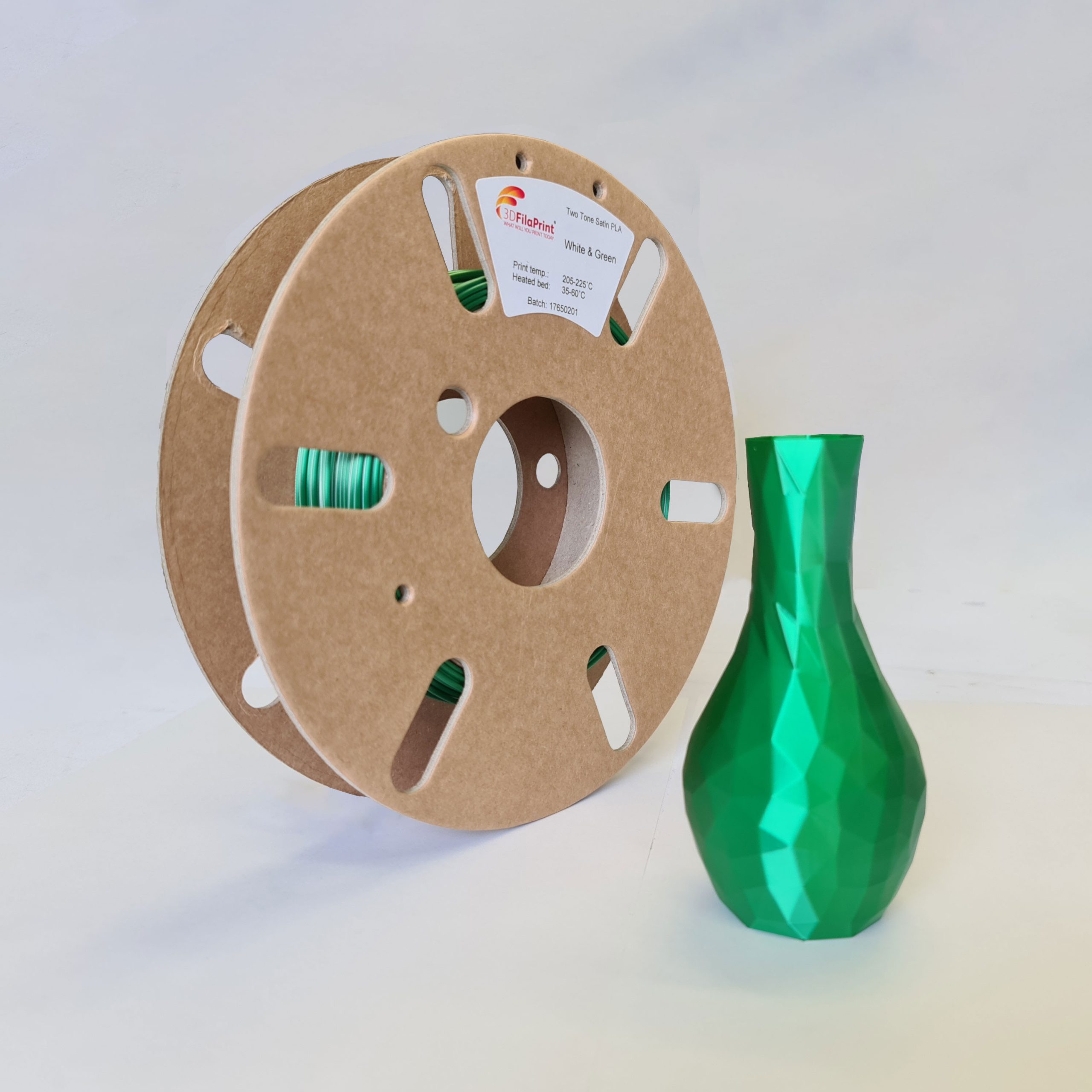 3D FilaPrint Two-Tone White / Green Satin PLA 2.85mm 250gms 3D Printer Filament