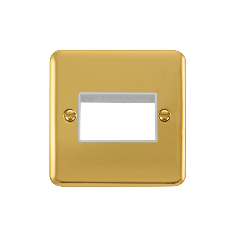 Click Deco Plus MiniGrid 3 Aperture Face Plate Polished Brass White Inserts