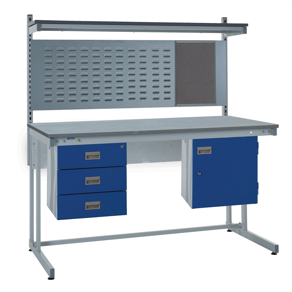 Cantilever ESD Workbench Kit D - Triple Drawer & Louvered Panel