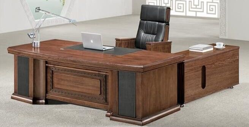 Providers Of Large Executive Office Desk Real Wood Veneer with Pedestal and Return - DSK-K3L241 UK