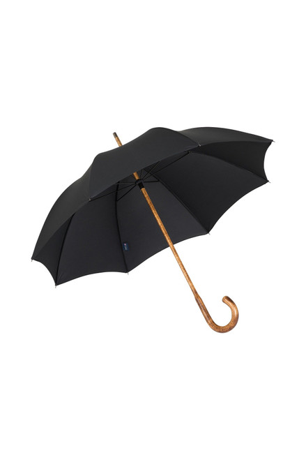Gents Hickory Solid Stick Ince Umbrella - Black 100% cotton