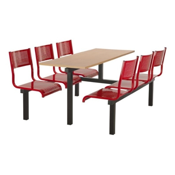 CU93 - 6-Seater Barrett Canteen Unit - 2 Way Access, Red, Beech