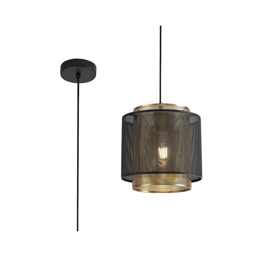 Luxuria Hatton 22cm Single Small Pendant Light Adjustable E27 Matt Black/Satin Gold