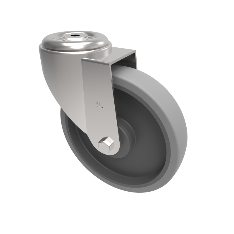 Soft Grey Rubber Bolt Hole Swivel Castor 160mm 200kg Load