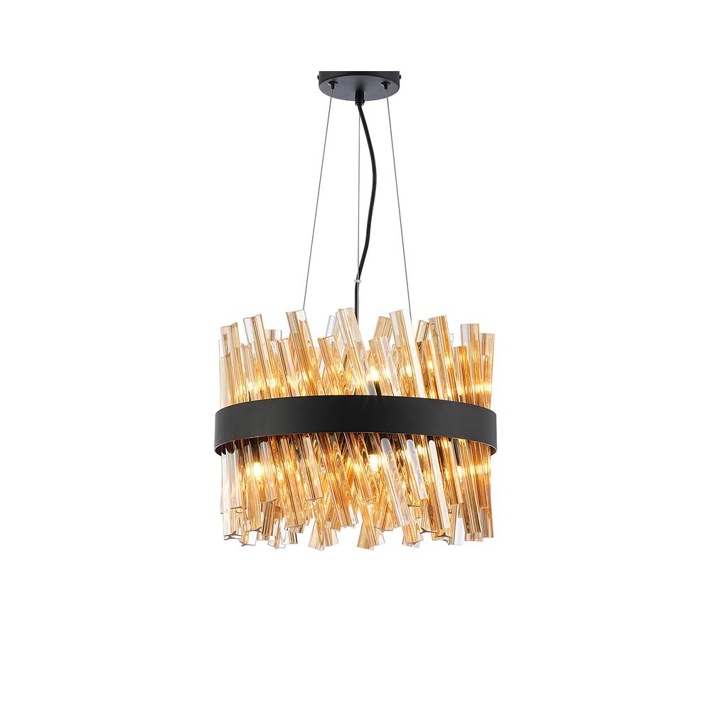 Luxuria Sylph 40cm 10 Light G9 Pendant Round Satin Black / Amber