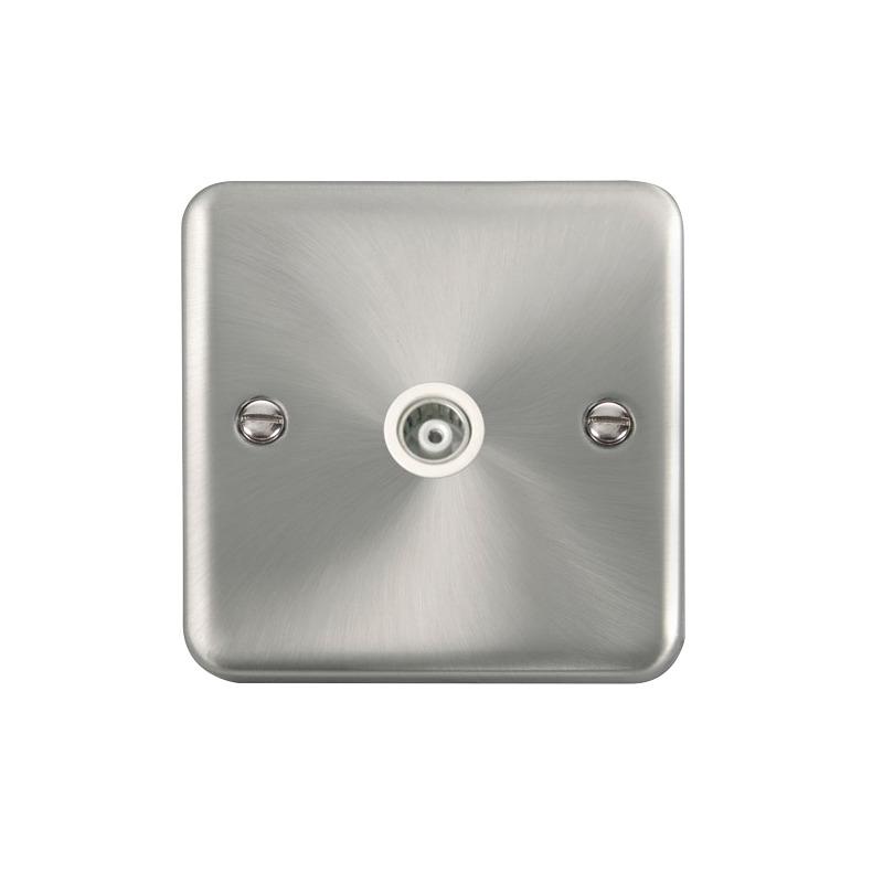 Click Deco Plus Single Isolated Coaxial Outlet Satin Chrome White Inserts