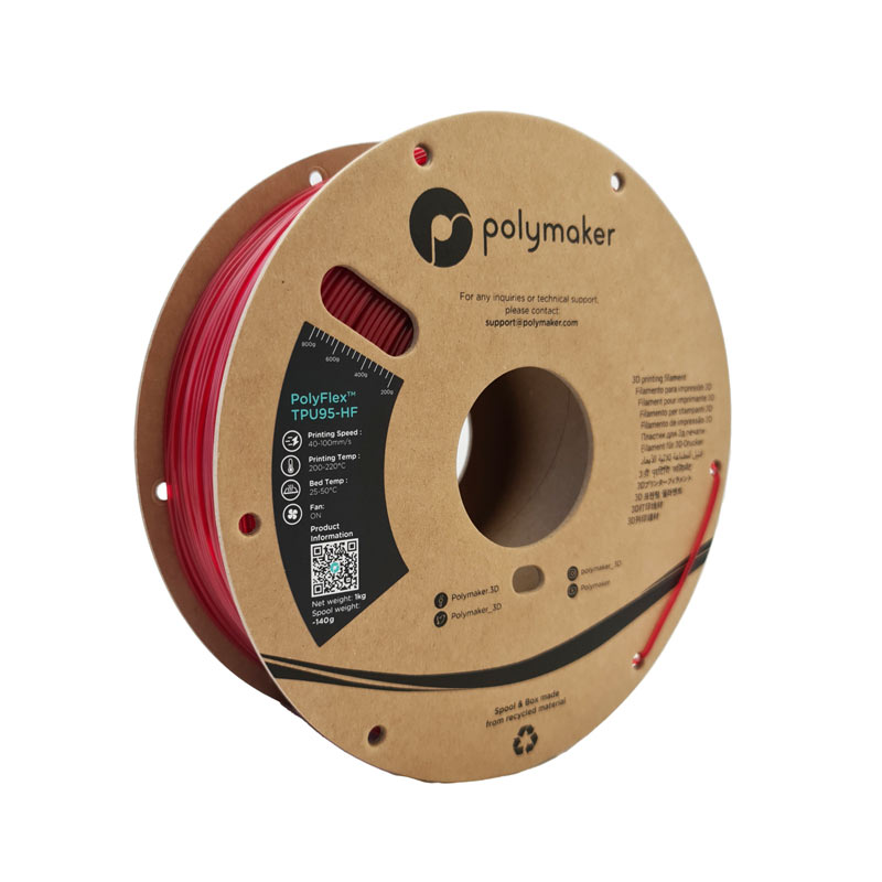 Polymaker PolyFlex TPU-95A High Speed 1.75mm Translucent Red flexible filament 1kg