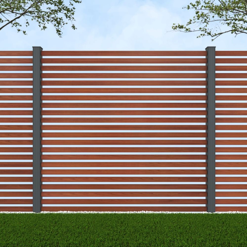 1.8m Half Round Oak Wood Effect -Basalt Grey Posts - Metre Price