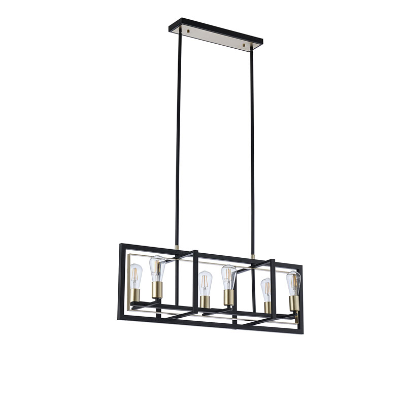 Luxuria Cornealeo Pendant/Flush Convertible 6xE27 Satin Black/Champagne Gold