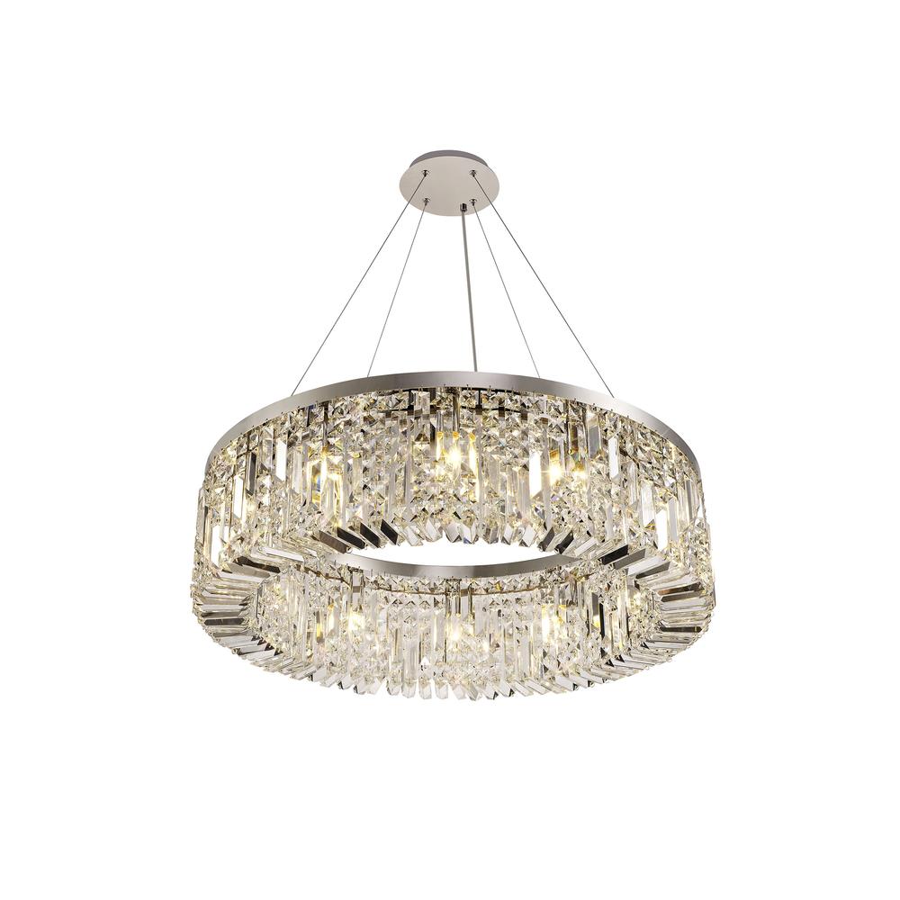 Luxuria Illumia 80cm Round Pendant Chandelier 12 Light E14 Polished Chrome/Crystal