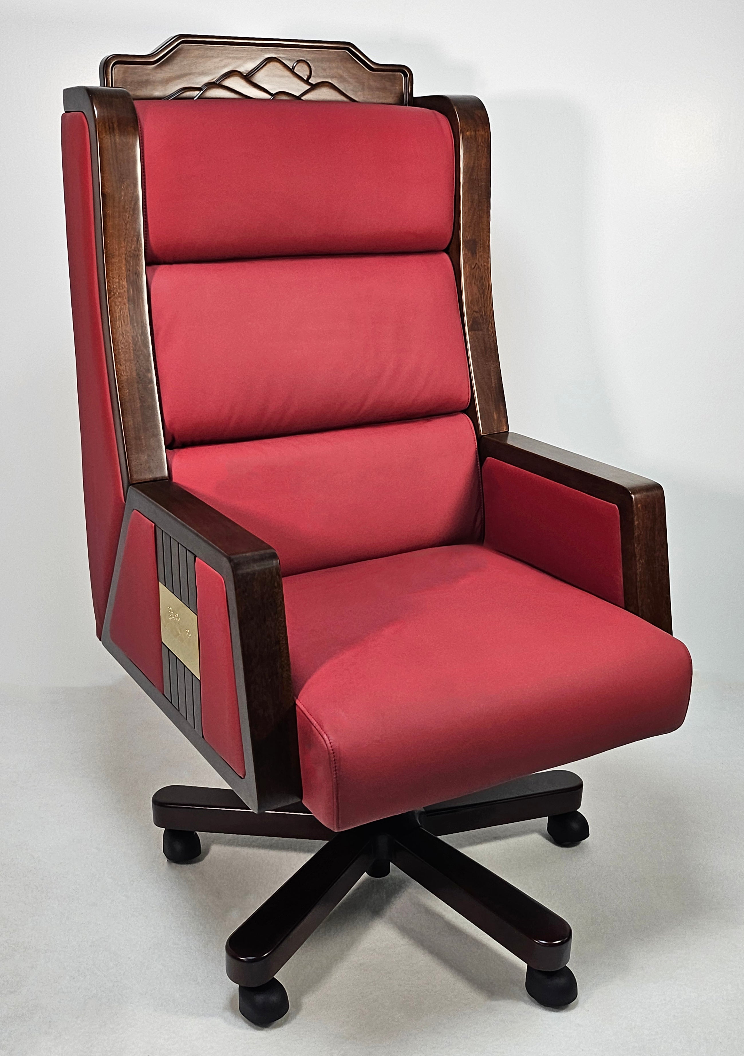 Providers Of Extra Large Genuine Leather Executive Office Chair with Walnut Veneered Arms - Burgundy - CR-BC001 Huddersfield