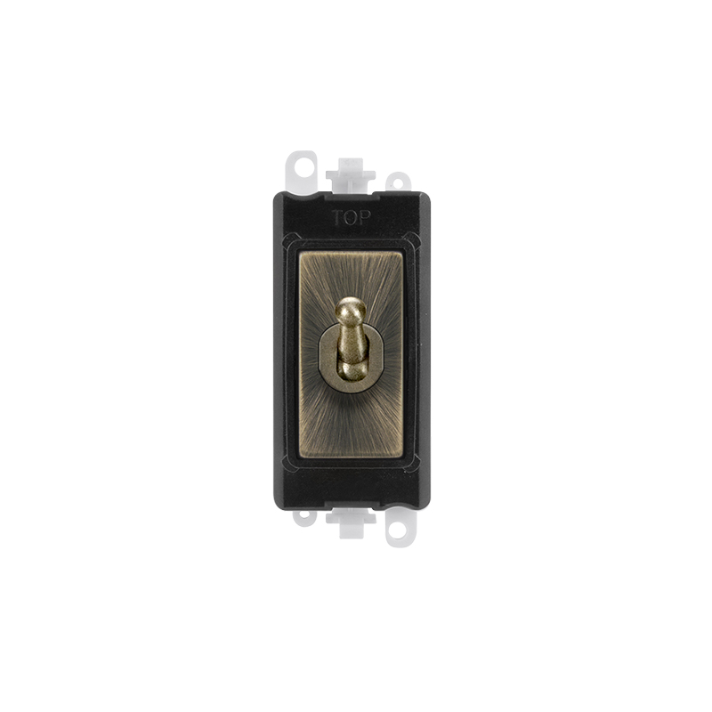 Click 20AX Antique Brass 20AX 2 Way Toggle Switch Module Insert Black