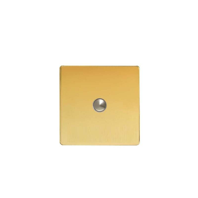 Varilight Screw Less Flat Plate 1G Push Switch Polished Brass