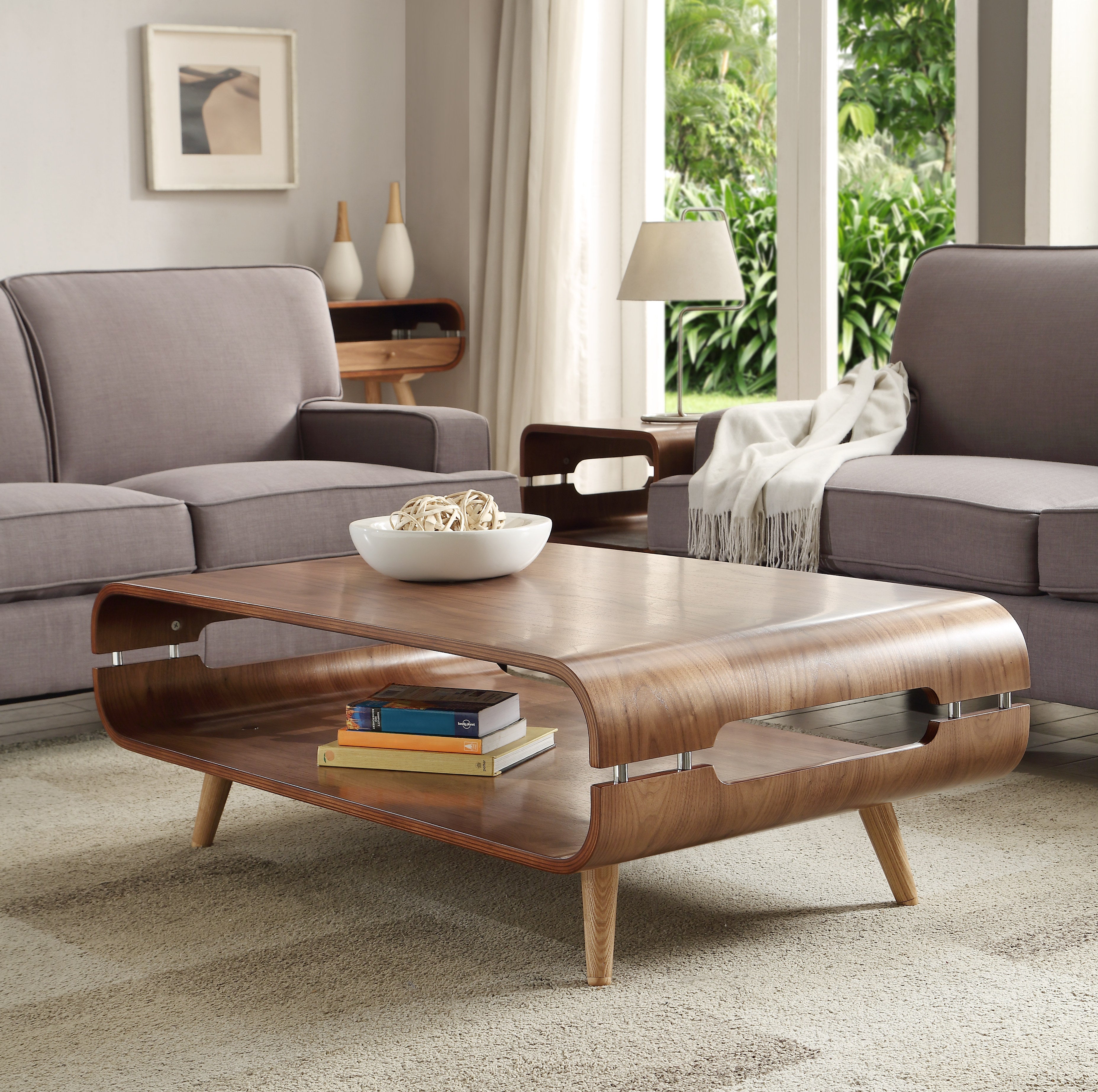 Providers Of Walnut Veneer with Wooden Leg Coffee Table - 1180mm - JF703 UK