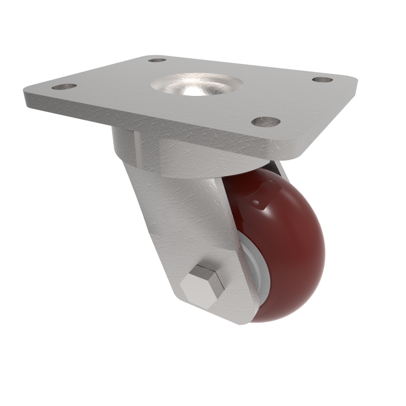 Ergonomic Polyurethane Plate Swivel Castor 100mm 350kg Load