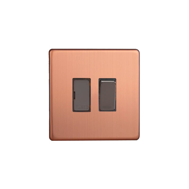 Varilight Urban 13A Switched Fused Spur Brushed Copper Screw Less Plate