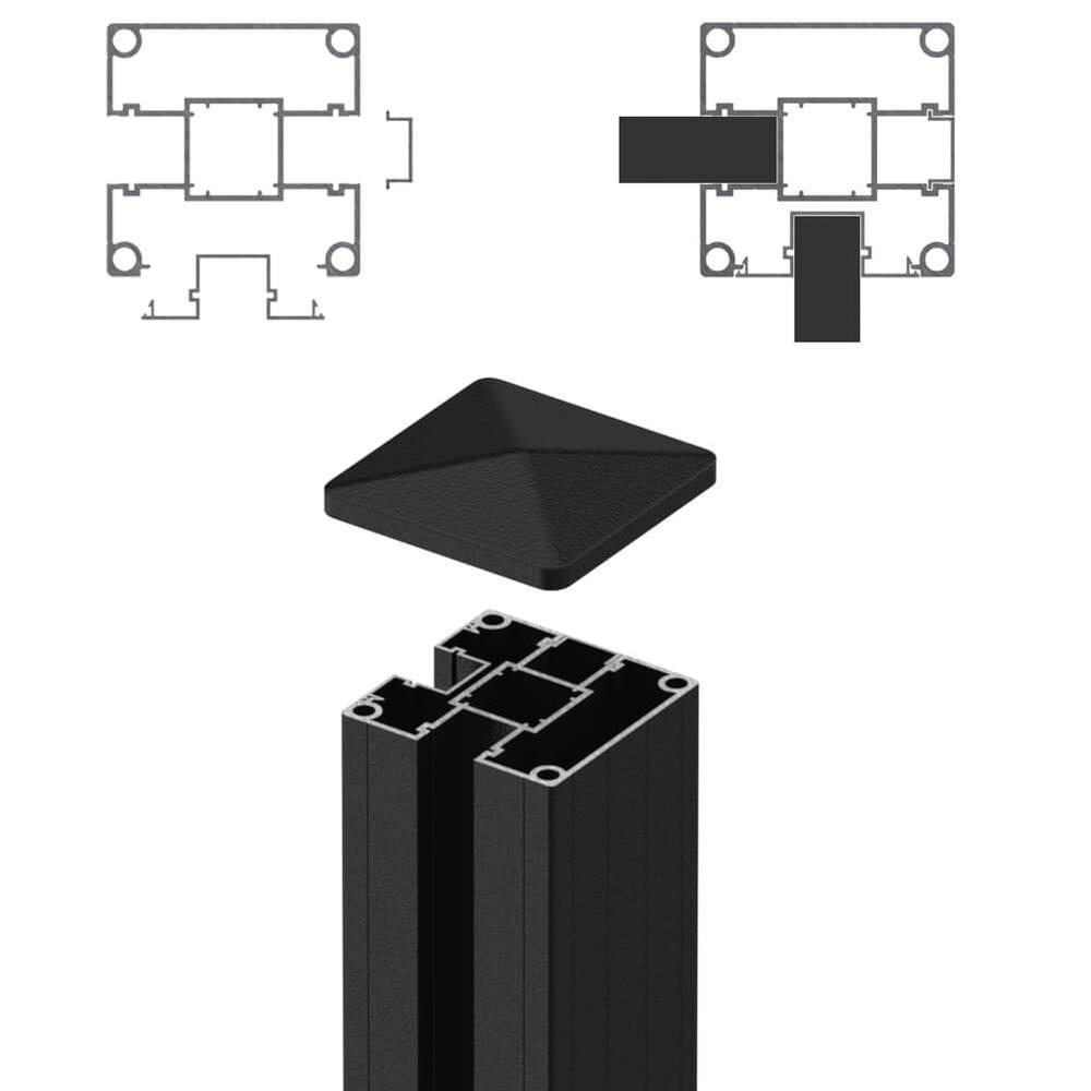 1.8m Corner Post - Boards/Boards Black Sand Matt (2500mm O/A) 