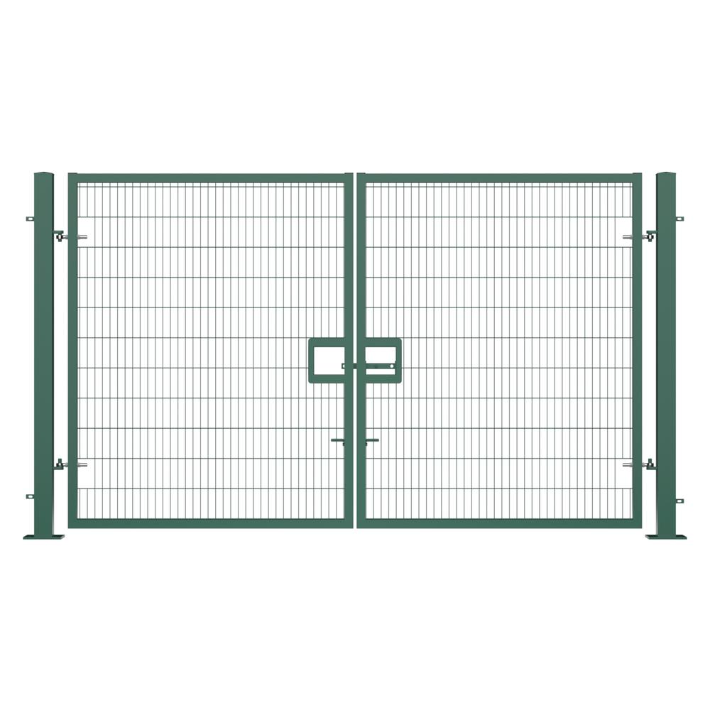 Twin Wire Double Leaf Gate 2.4H x 4mGreen Powder Coated Finish  Bolt-Down