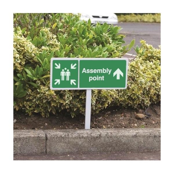 Assembly Point Straight On - Verge Sign with 800mm Post
