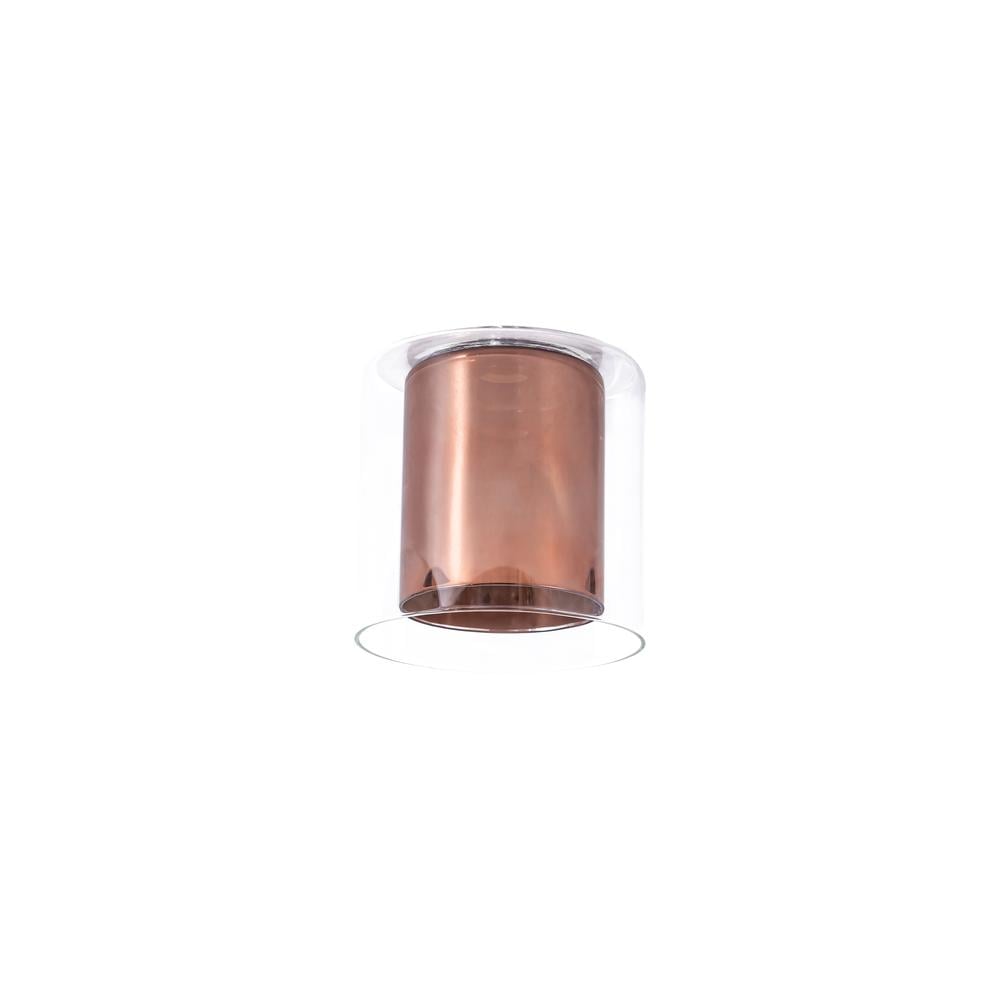 Luxuria Apex 140x140mm Medium Cylinder Clear Outer And Copper Inner (H) Glass Shade