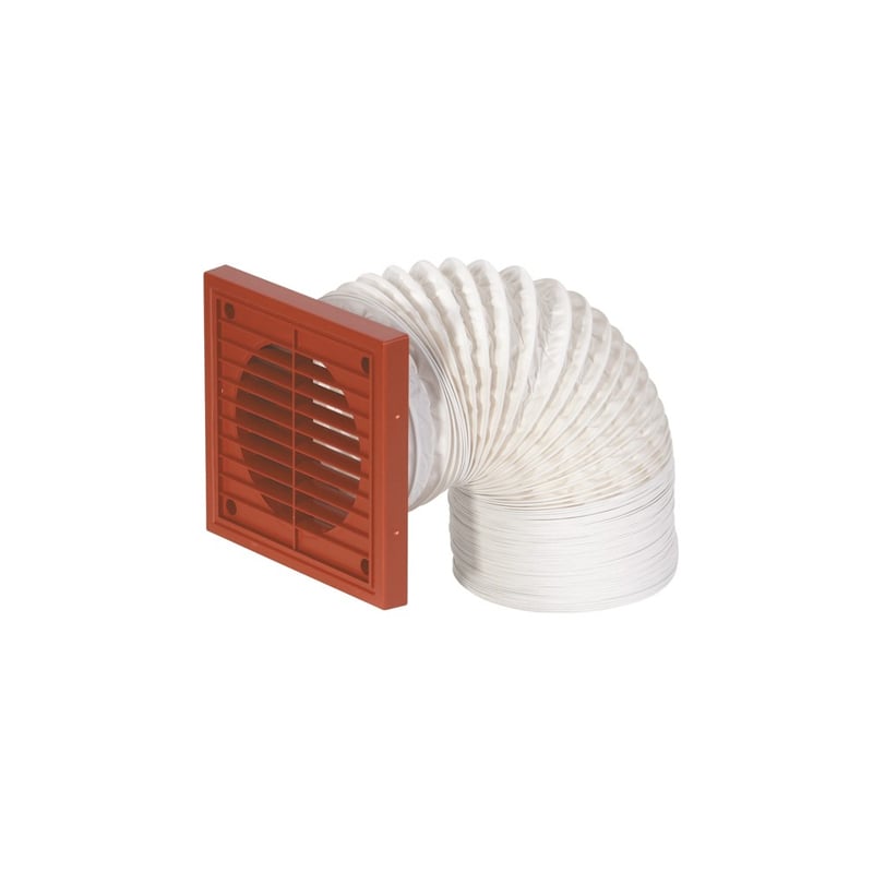 Airflow 3m x 150mm Flexible Ducting with Square Grille Terracotta