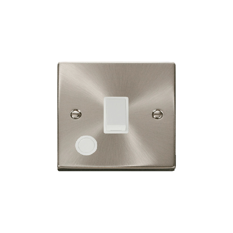 Click Deco 20A 1 Gang DP Switch With Flex Outlet Satin Chrome Insert White