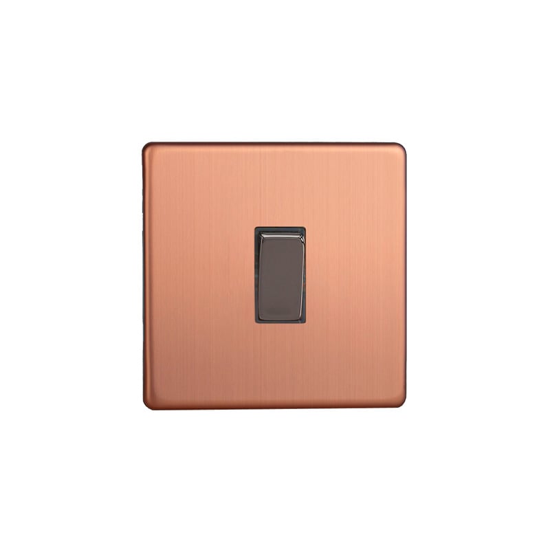 Varilight Urban 1G 20A DP Rocker Switch Brushed Copper Screw Less Plate