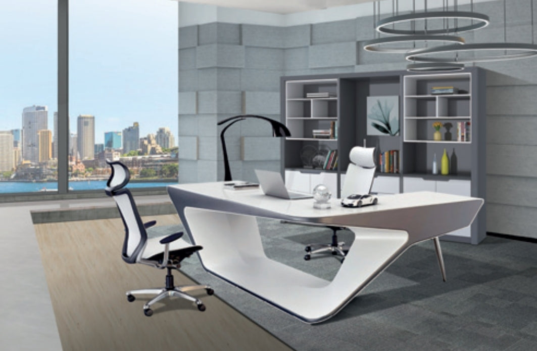 Providers Of Contemporary L Shape Unique White Gloss Office Desk - 2200mm / 2400mm - GL7825 UK