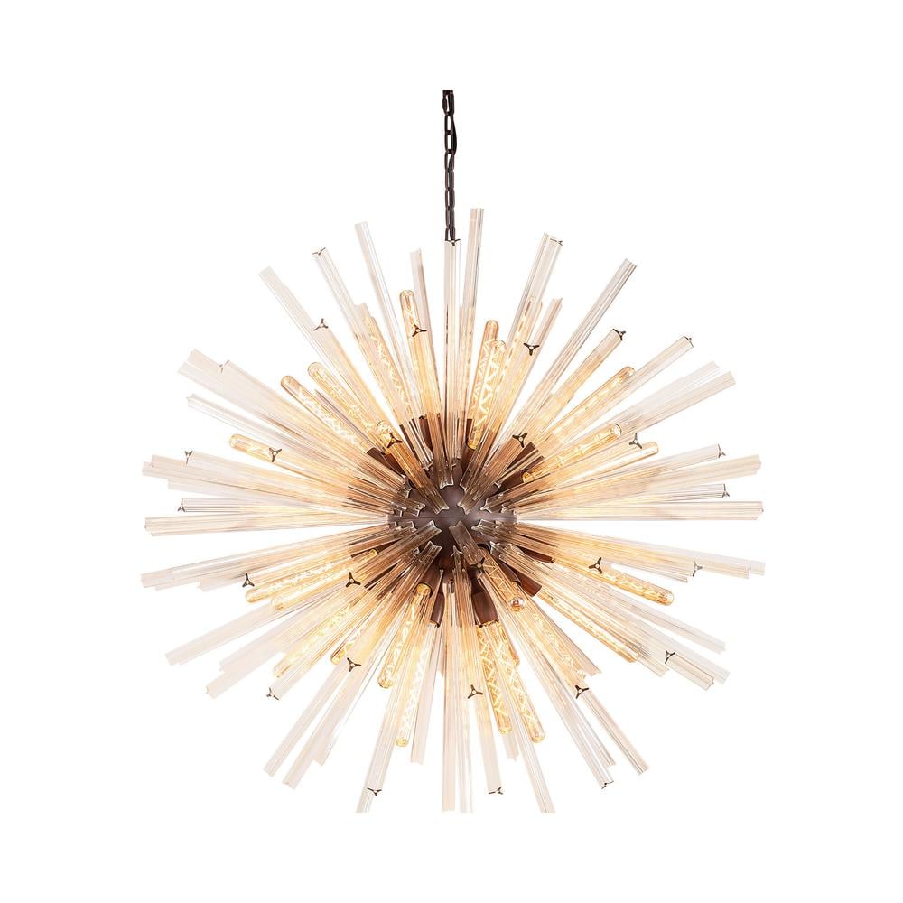 Luxuria Seneca 120cm 32 Light E27 Round Pendant Brown Oxide / Champagne Glass